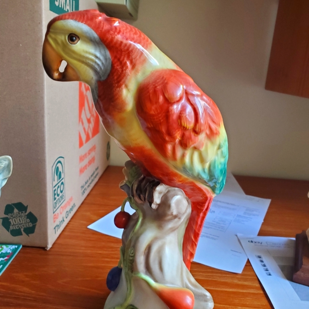 Unique Red Herend Parrot on Branch